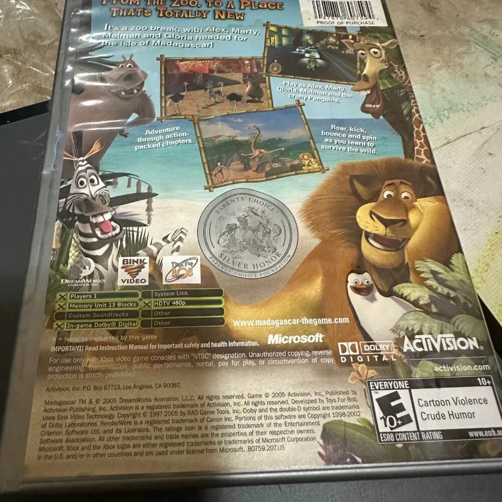 Madagascar Microsoft Xbox 2005 Platinum Hits No Manual Tested